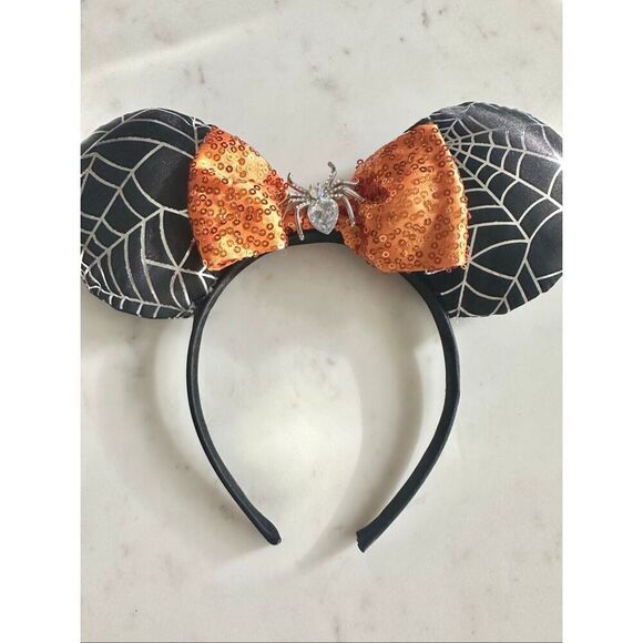 Disney’s Minnie mouse spiderweb and sequin orange bow ears main image 6